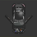 Modern Car With Open Doors Hood And Detailed Interior Engine Compartment
