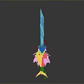 Magical Fantasy Glowing Sword With Blue Blade And Purple Decorative Hilt