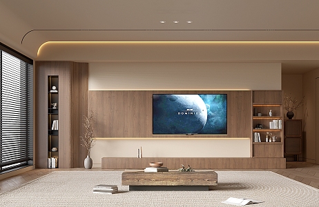 Wind living room TV background TV cabinet living room coffee table wind living room ornaments carpet 3d model