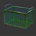 Vintage Style Decorative Storage Container with Metal Grid Wooden Frame Handles and Wheels
