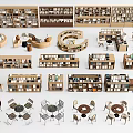 Various Stylish Wooden Bookcases For Home Library With Reading Tables And Chairs