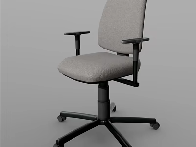 Gray Office Chair With Black Base Ergonomic Armrests And Swivel Casters 3d model