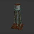 Red Metal Lighthouse Tower With Open Framework And Square Base 3d model