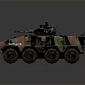 Armored Military Vehicle LAV III Model With Camouflage Paint Six Wheels And Top Mounted Weapon