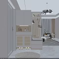 Modern Entryway Interior Design With Entryway Cabinet Side Cabinet And Hanging Storage Hooks