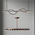 Modern Wave Design Pendant Light Fixture With Curved Metal Frame And LED Lighting