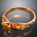 Elegant Golden Ring For Daily Wear With Carved Floral Design And Gemstone