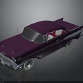 Purple Classic Car With Streamlined Body Chrome Accents And Red Interior