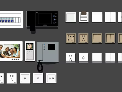 Smart Video Doorbell With Intercom System Control Panel And Electrical Outlets 3d model