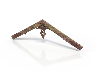 Ornamental Architectural Wooden Carved Triangular Bracket Decorative Element 3d model