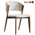 Modern Single Chair With Comfortable Beige Fabric Seat And Wooden Legs