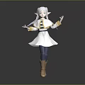 Child With Long White Hair And Elf Ears Wearing White Dress Brown Boots Outstretched Arms