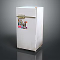 White Home Refrigerator With Colorful Photos And Stickers On Door Surface