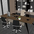 Modern Office Desk With Computer Monitor Notebook Small Plant Two Office Chairs In Bright Room