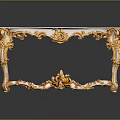 Ornate Classical Golden Coffee Table With Intricate Carved Legs And Glass Top