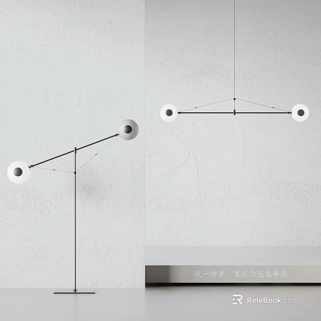 Modern Minimalist Chandelier with Geometric Metal Frame and Round Light Fixtures 3d model 