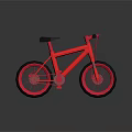 Red Bicycle With Black Seat And Black Tires In Simple Modern Design