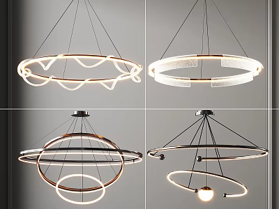 Modern Circular Chandelier Designs With LED Lighting And Metal Frames 3d model