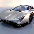 Silver Convertible Sports Car With Modern Aerodynamic Body Black Wheels And Red Seats