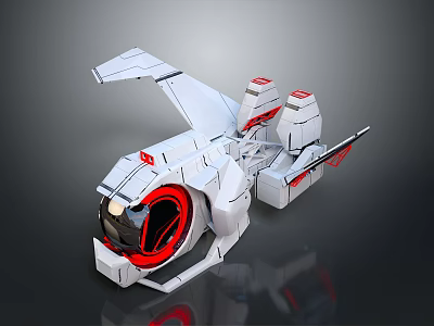 Futuristic White Passenger Aircraft With Red Accents Transparent Cockpit And Unique Wing Design 3d model