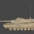 Military Tank With Desert Tan Color Main Gun Turret And Machine Gun