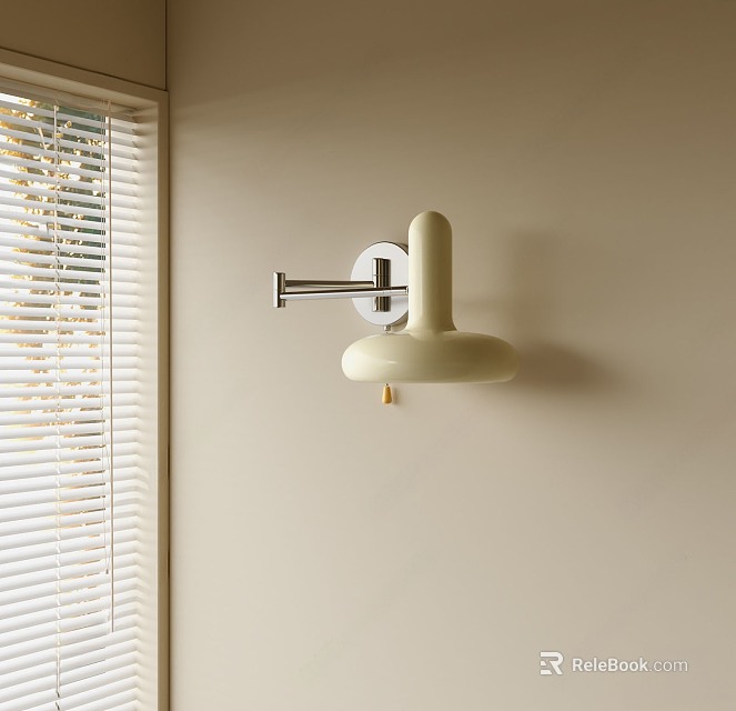 Modern Wall Lamp With Sleek Design Metal Bracket White Shade And Tassel On Light Wall 3d model 