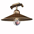 Vintage Brass Pendant Light With Conical Shade And Transparent Bulb Design
