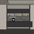 Modern Kitchen Wine Cabinet With Shelf Glasses And Bottles Interior Design