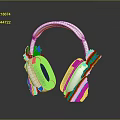 Stylish Headphones With White Headband Red Ear Cushions And Silver Frame