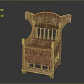Vintage Wooden Leisure Chair With Intricate Carved Patterns And Decorative Armrests