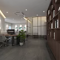 Modern Public Office Space With Long Desks Ergonomic Chairs Green Plants Bookshelves And Artwork
