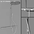 Shower Faucet With Handheld And Fixed Showerhead Metal Structure And Control Knob
