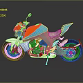 Modern Blue And Orange Motorcycle With Sleek Silver Body And Sporty Design