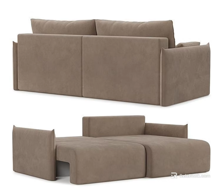 Modern Brown Two Seater Sofa With Modular Design And Comfortable Cushions 3d model