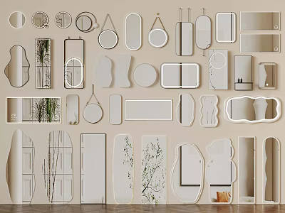 Assorted Decorative Mirrors in Various Shapes for Modern Wall Decoration 3d model