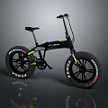Modern Black Bicycle Featuring Fat Tires Yellow Accents And Stylish Design