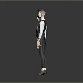 Two 3D Characters In Formal Clothing With White Shirt Red Bow Tie And Black Vest