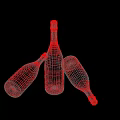 Three Blue Wine Bottles With Copper Caps And CANA Labels On Gray Surface