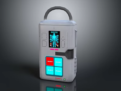 Portable AED Defibrillator Emergency Device For First Aid With Digital Display And Buttons 3d model