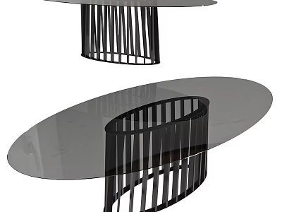 Modern Coffee Table With Glass Top And Black Metal Striped Frame Design 3d model