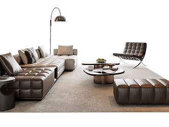 Modern Italian Sofa Coffee Table Combination Modern Sofa Leather Sofa Lawrence Sofa Living Room Sofa Single Sofa Stool Floor Lamp 3d model