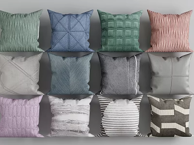 Decorative Throw Pillows With Various Colors And Patterns For Home Sofa Decor 3d model