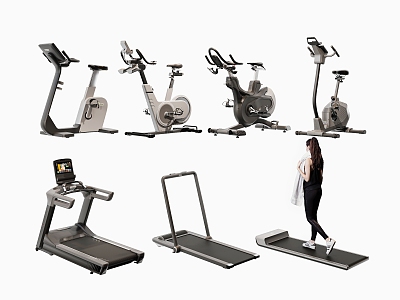 Modern treadmill fitness equipment spinning 3d model