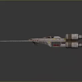 Red And White Starfighter Spaceship With Multiple Engines And Streamlined Design