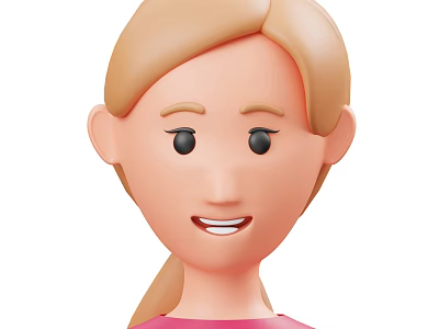 Cheerful Cartoon Woman with Blonde Hair Ponytail Wearing Pink Top Smiling Face 3d model