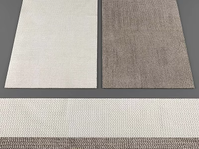 Modern Square Rugs with White and Brown Woven Texture for Home Decor 3d model