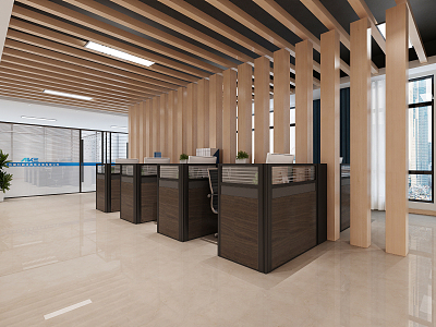 modern public office area comprehensive office area 3d model