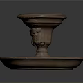 Brown Ceramic Candle Holder With Textured Carved Base And Two Tiered Structure For Home Decor