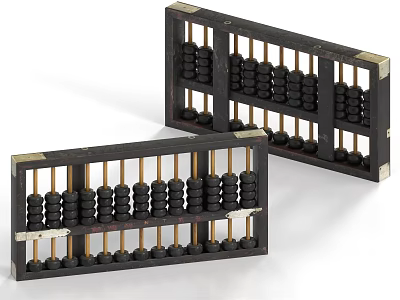 Two Vintage Wooden Abacus As Classic Household Items With Beads And Frame 3d model