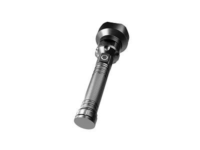 Black Handheld Flashlight With Metallic Grip And On Off Switch Design 3d model